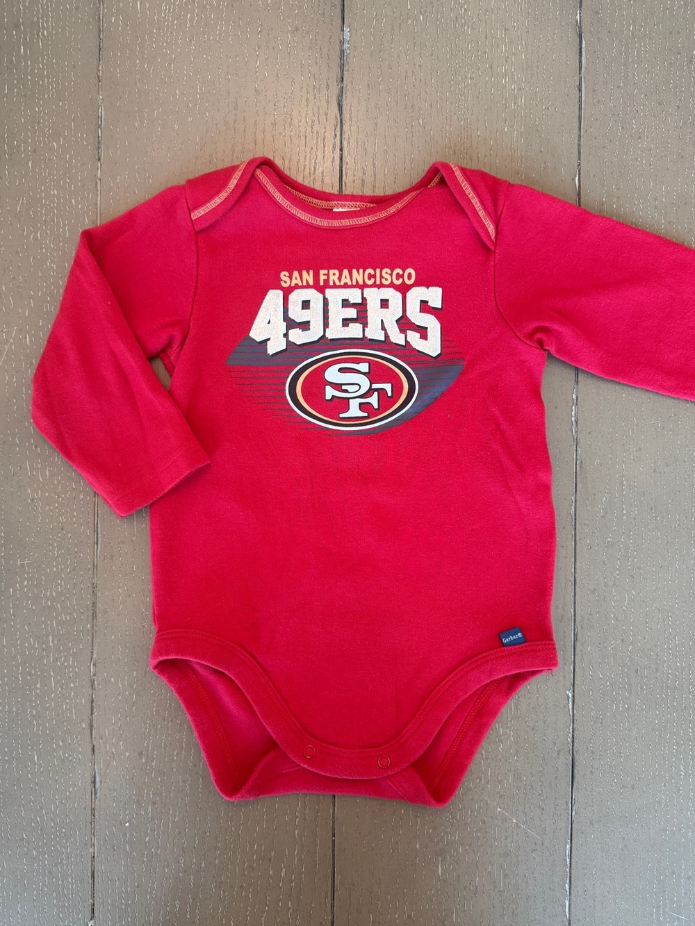 NFL Gerber Red Long-Sleeve San Francisco 49ers Baby Onesie Unisex Size 6-12M